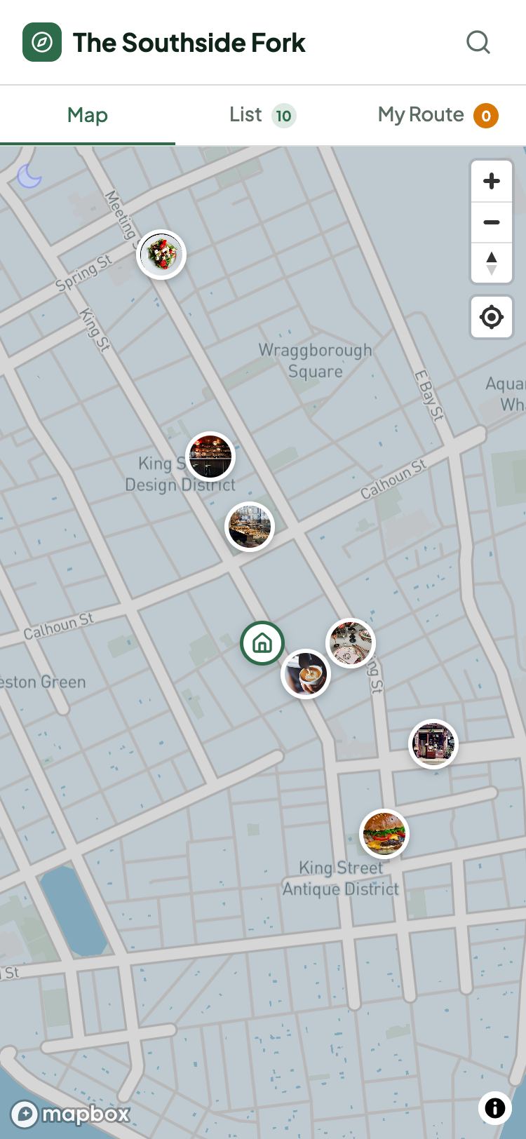 Southside Fork neighborhood dining map